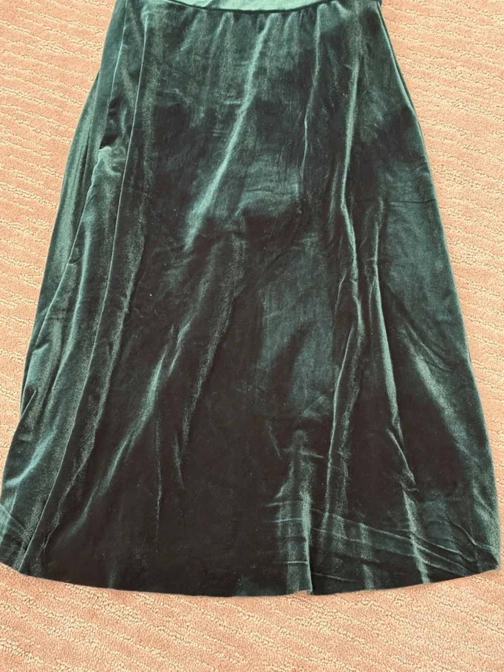 Weissman Elite “No Fool” Green Velvet Midi Dress with Side Slit. Size MC.
